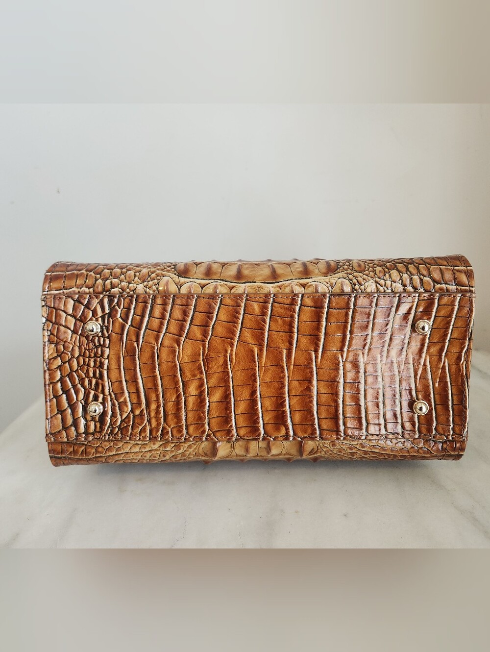 Brahmin Cami Luggage Brown Shoulder Bag Croc-Embossed Leather Satchel & Wallet - Picture 3 of 12